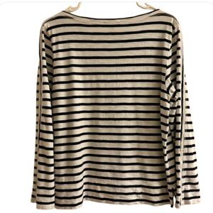 J. Crew Striped Boat Neck Long Sleeve Split Hem Breton Top L